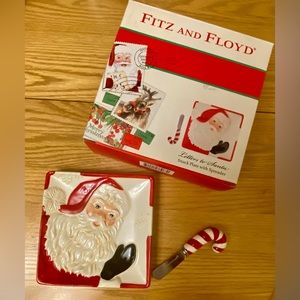 Fitz and Floyd Letters to Santa Snack Plate with Spreader Gift Idea Teacher NIB
